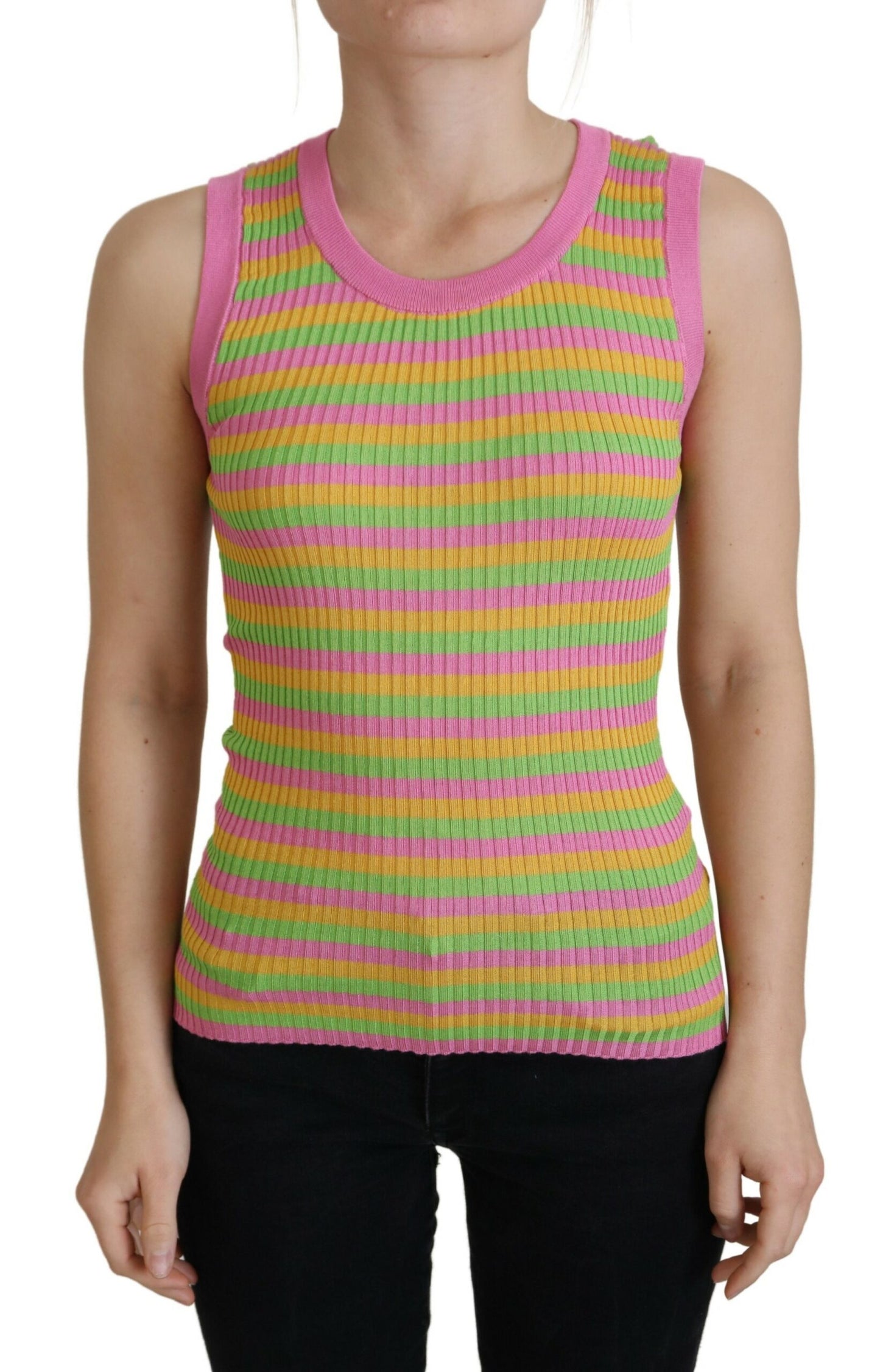 Dolce & Gabbana Multicolor Silk Vest Pullover Tank Top