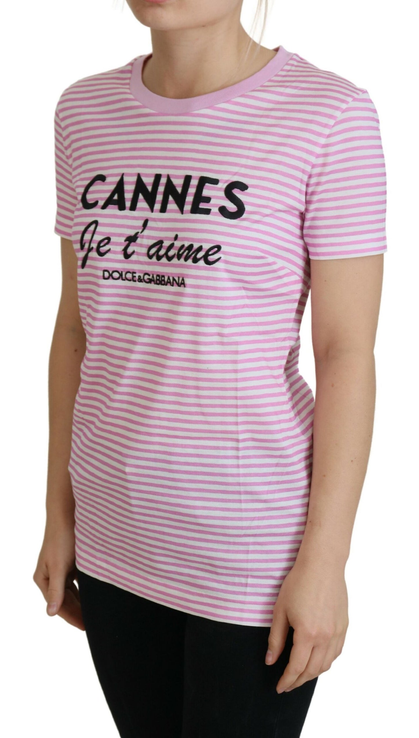 Dolce & Gabbana White Pink CANNES Exclusive T-shirt