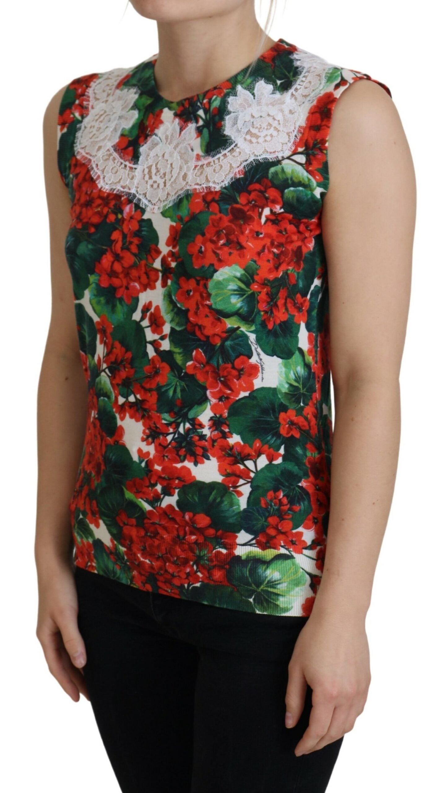 Dolce & Gabbana White Floral Wool Lace Vest Tank Top