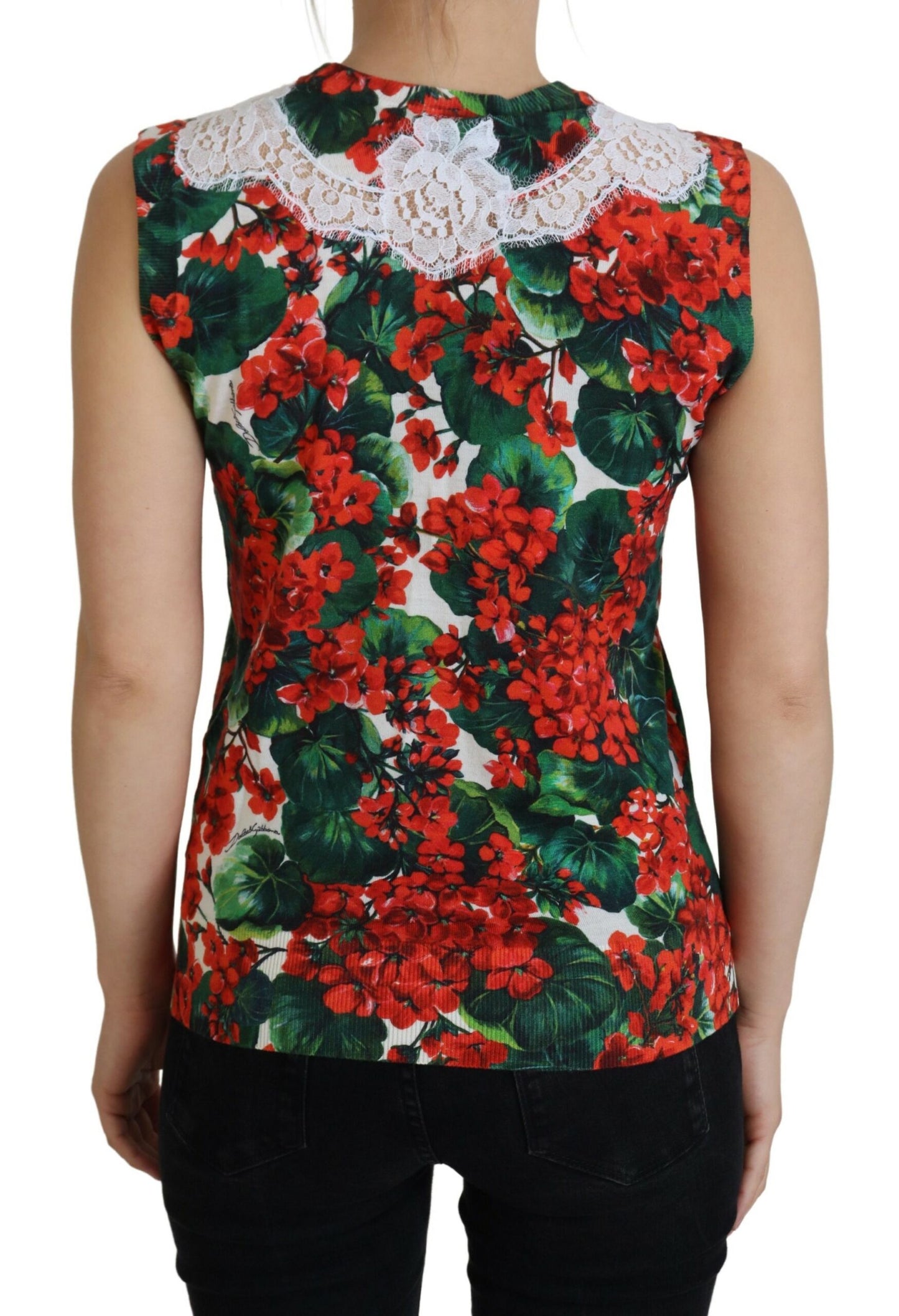 Dolce & Gabbana White Floral Wool Lace Vest Tank Top