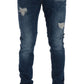 Frankie Morello Blue Wash Torn Dundee Slim Fit Jeans