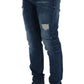 Frankie Morello Blue Wash Torn Dundee Slim Fit Jeans