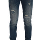 Frankie Morello Blue Wash Torn Dunfermile Slim Fit Jeans