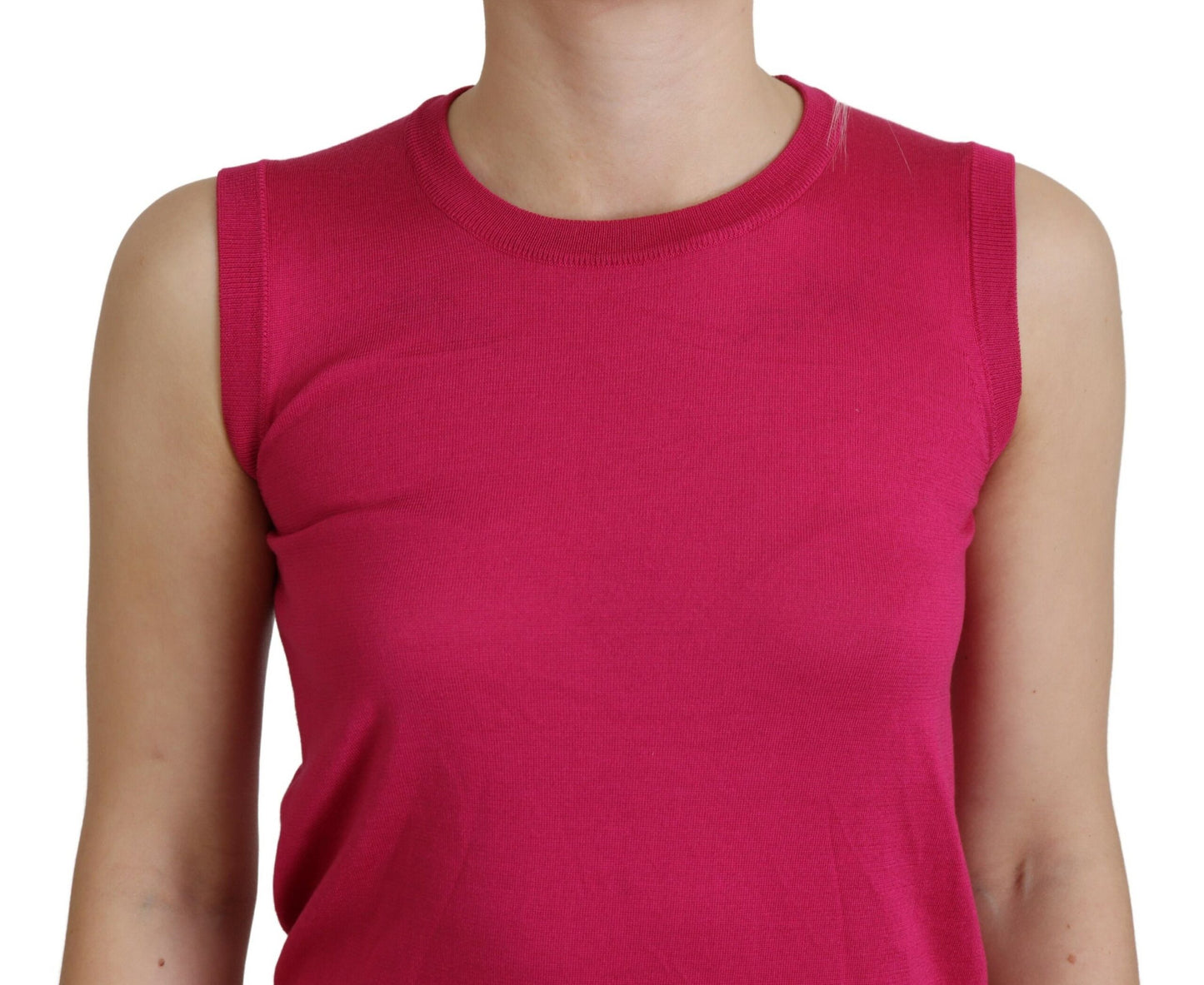 Dolce & Gabbana Pink Silk Vest Pullover Crewneck Tank Top