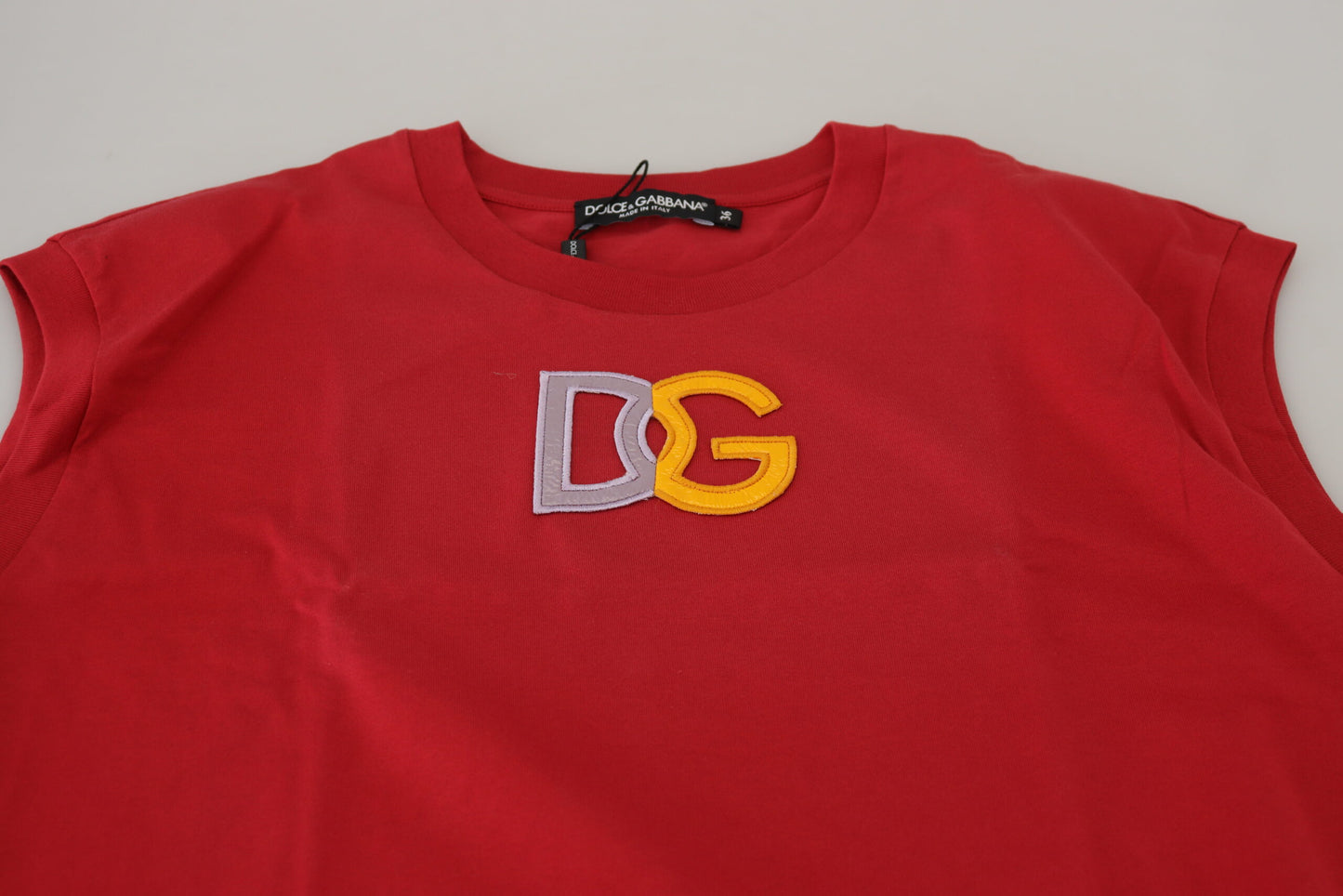 Dolce & Gabbana Red DG Logo Sleeveless T-shirt