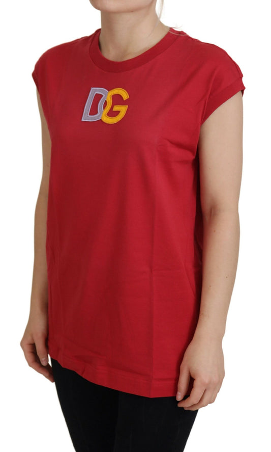 Dolce & Gabbana Red DG Logo Sleeveless T-shirt