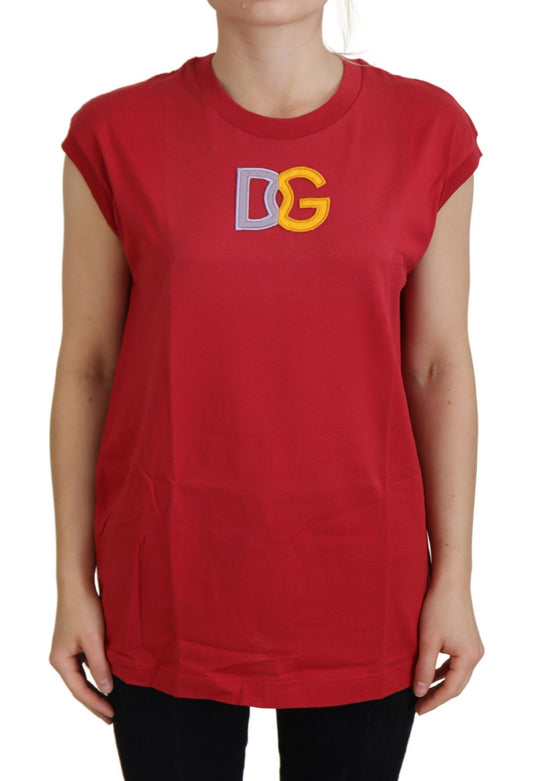 Dolce & Gabbana Red DG Logo Sleeveless T-shirt