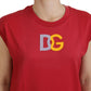 Dolce & Gabbana Red DG Logo Sleeveless T-shirt