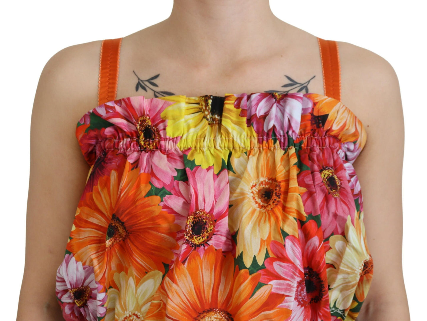 Dolce & Gabbana Blouse Cropped Floral Cotton Tank Top