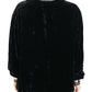 Dolce & Gabbana Black Velvet Crewneck Pullover Sweater