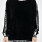 Dolce & Gabbana Black Velvet Crewneck Pullover Sweater