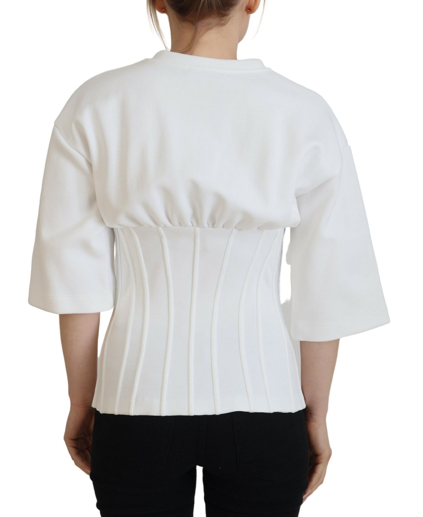 Dolce & Gabbana White Corset Stretch Top