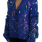 Dolce & Gabbana Blue Color Splash Mohair Cardigan  Sweater