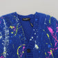 Dolce & Gabbana Blue Color Splash Mohair Cardigan  Sweater