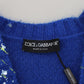 Dolce & Gabbana Blue Color Splash Mohair Cardigan  Sweater