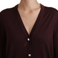 Dolce & Gabbana Maroon Wool Knit Deep V-neck Cardigan Sweater