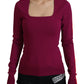 Dolce & Gabbana Purple Red Multicolor Square Neck Pullover Sweater