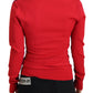 Dolce & Gabbana Purple Red Multicolor Square Neck Pullover Sweater