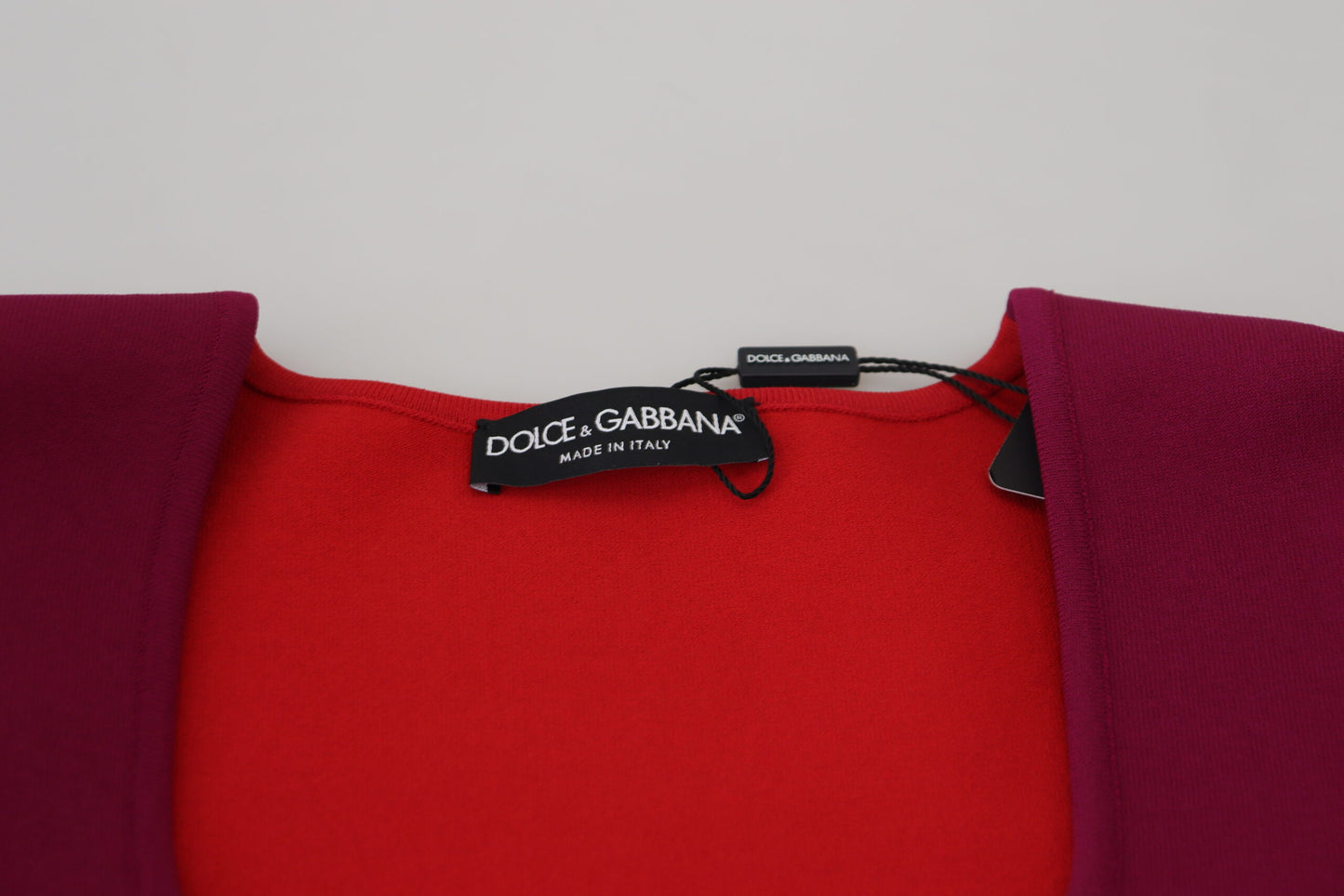 Dolce & Gabbana Purple Red Multicolor Square Neck Pullover Sweater