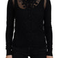 Dolce & Gabbana Black Floral Lace Button Cardigan Sweater