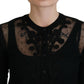 Dolce & Gabbana Black Floral Lace Button Cardigan Sweater