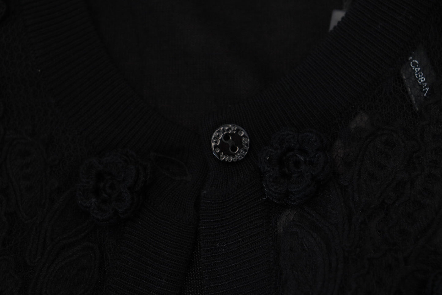 Dolce & Gabbana Black Floral Lace Button Cardigan Sweater