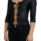 Dolce & Gabbana Black Stretch DG Logo Open Chest Top