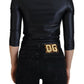 Dolce & Gabbana Black Stretch DG Logo Open Chest Top