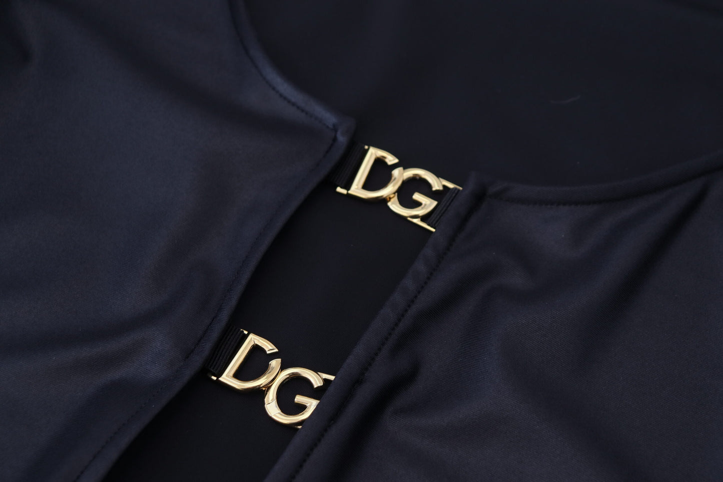 Dolce & Gabbana Black Stretch DG Logo Open Chest Top