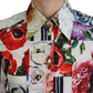 Dolce & Gabbana Multicolor Floral Cotton Collared Blouse Top