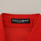 Dolce & Gabbana Red Silk Collared Long Sleeves Dress Shirt Top