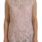 Dolce & Gabbana Pink Floral Lace Sleeveless Tank Blouse Top