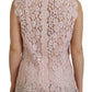 Dolce & Gabbana Pink Floral Lace Sleeveless Tank Blouse Top