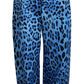 Dolce & Gabbana Blue Leopard Print High Waist Pants