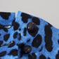 Dolce & Gabbana Blue Leopard Print High Waist Pants