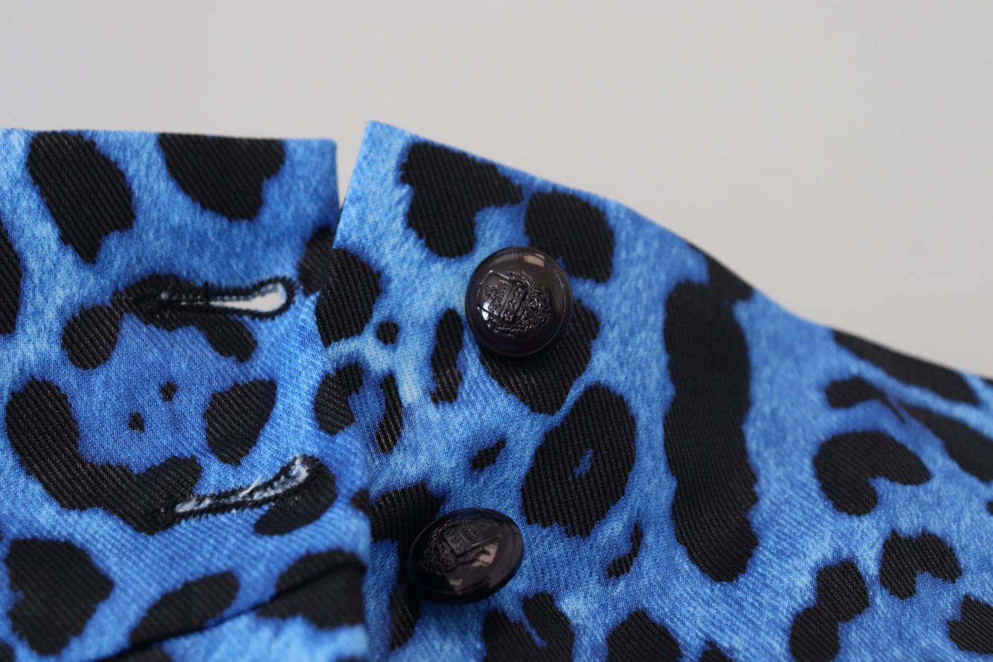 Dolce & Gabbana Blue Leopard Print High Waist Pants