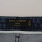 Dolce & Gabbana Yellow Leopard Cotton Straight Denim Jeans