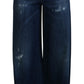 Dolce & Gabbana Blue Embellished Straight Denim Cotton Jeans