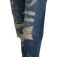 Dolce & Gabbana Blue Tattered Skinny Denim Cotton Jeans