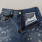 Dolce & Gabbana Blue Tattered Skinny Denim Cotton Jeans