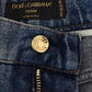 Dolce & Gabbana Blue Tattered Skinny Denim Cotton Jeans