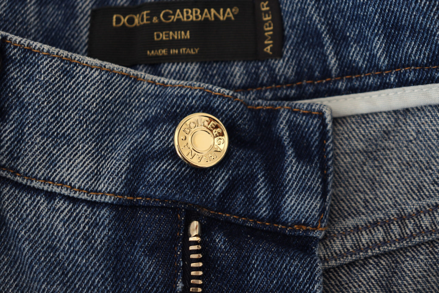 Dolce & Gabbana Blue Tattered Skinny Denim Cotton Jeans