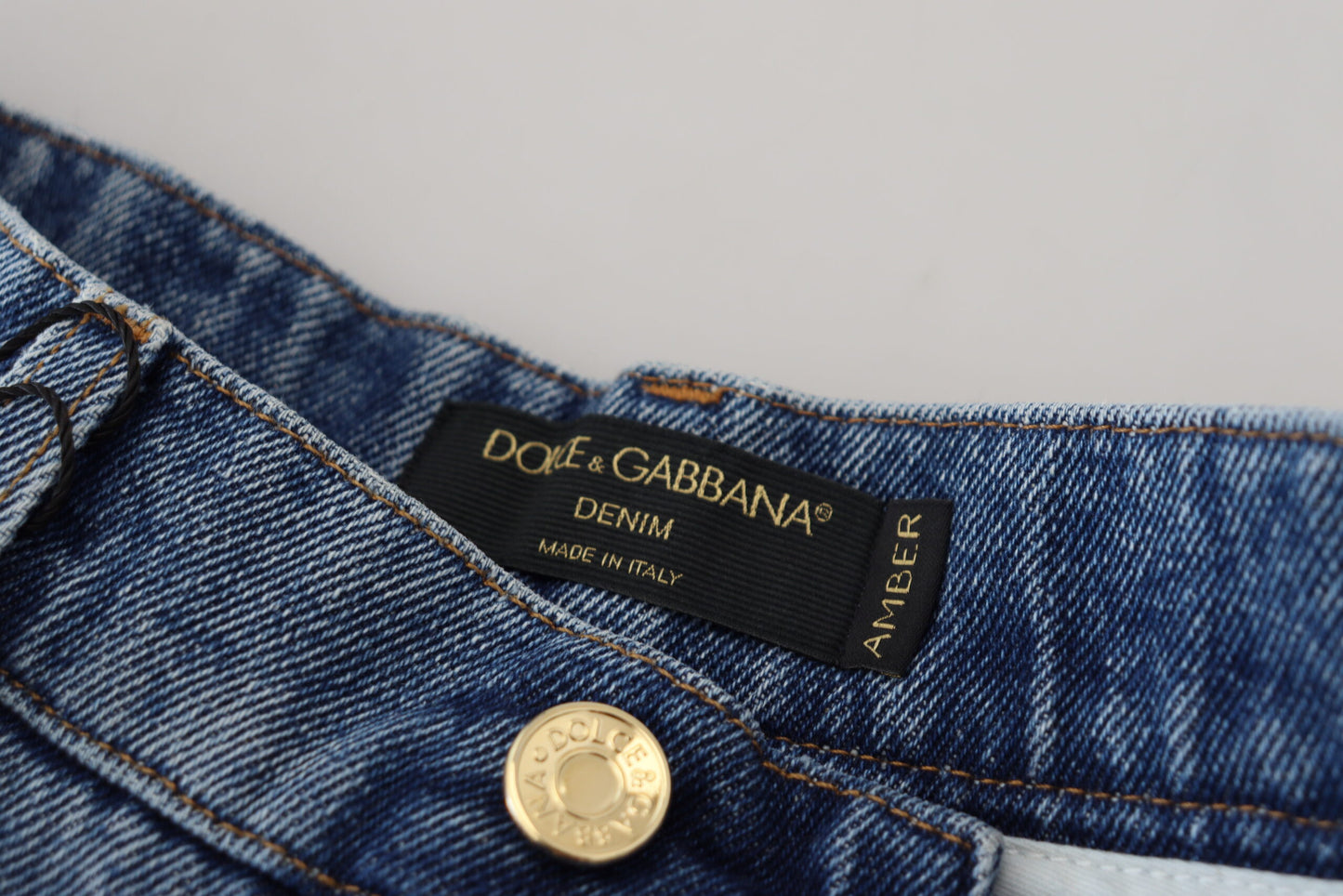 Dolce & Gabbana Blue Tattered Skinny Denim Cotton Jeans