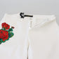 Dolce & Gabbana White Floral Embroidery Skinny Denim Jeans