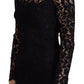 Dolce & Gabbana Black Cotton Lace Trim Long Sleeves Top