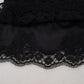 Dolce & Gabbana Black Cotton Lace Trim Long Sleeves Top