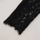 Dolce & Gabbana Black Cotton Lace Trim Long Sleeves Top