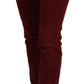 Dolce & Gabbana Maroon Corduroy Slim Fit Women Casual Pants