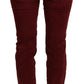 Dolce & Gabbana Maroon Corduroy Slim Fit Women Casual Pants