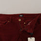 Dolce & Gabbana Maroon Corduroy Slim Fit Women Casual Pants